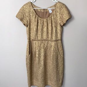 J.Crew Gold Brocade Dress with Pockets - Sz 6